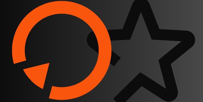 Ícone minimalista em preto e laranja com círculo e estrela, simbolizando inovação e destaque ligados à inteligência artificial geral.