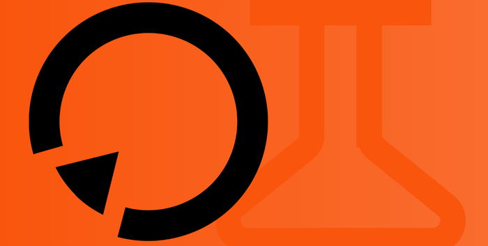 Logo conceitual em fundo laranja representando IA para desenvolvimento de software, com elementos gráficos que remetem a tecnologia e inovação.