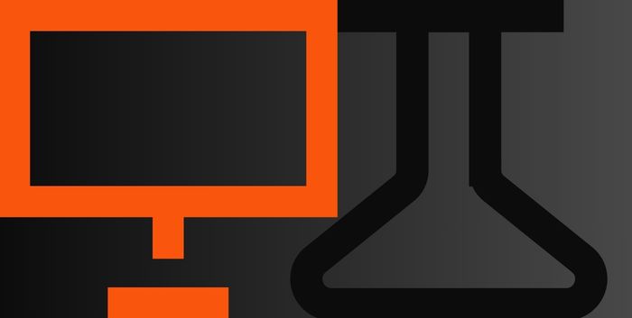 &Iacute;cones de monitor e frasco de laborat&oacute;rio ilustrando os pilares da engenharia de software com IA.